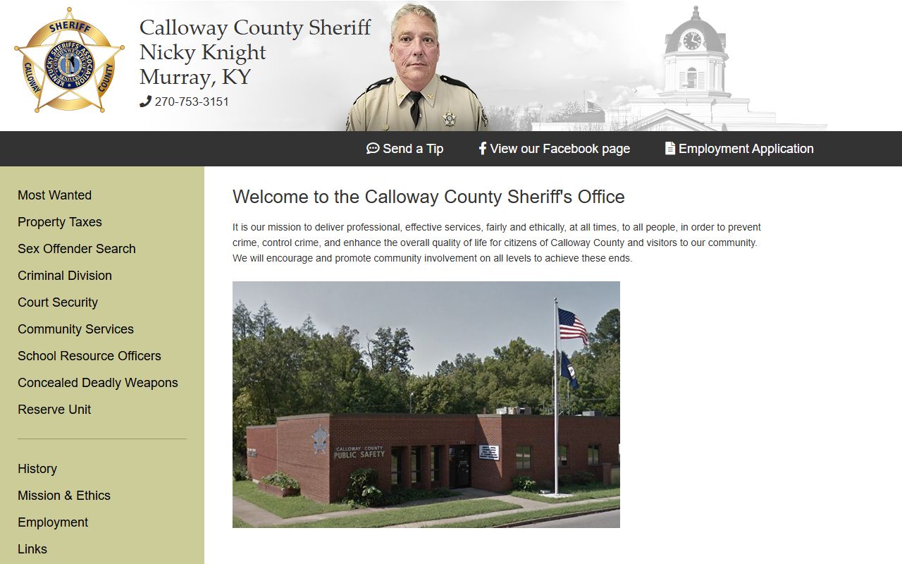 Calloway County arrest records and court charges sheriff homepage