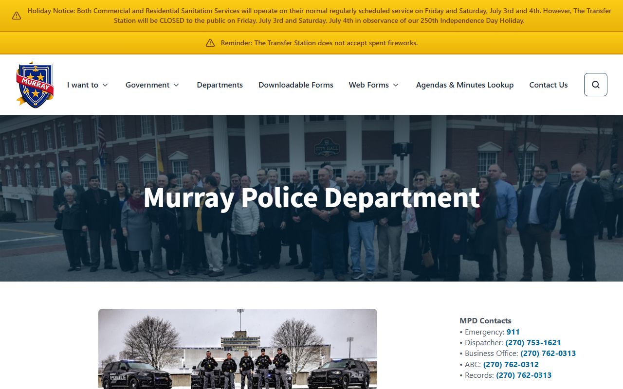 Calloway County arrest records and court charges City of Murray Police Department