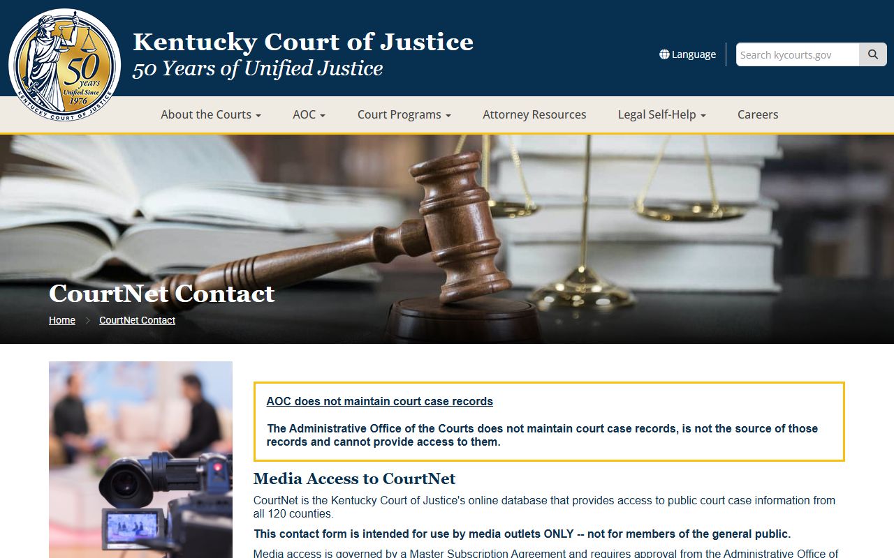 Calloway County court records CourtNet access page