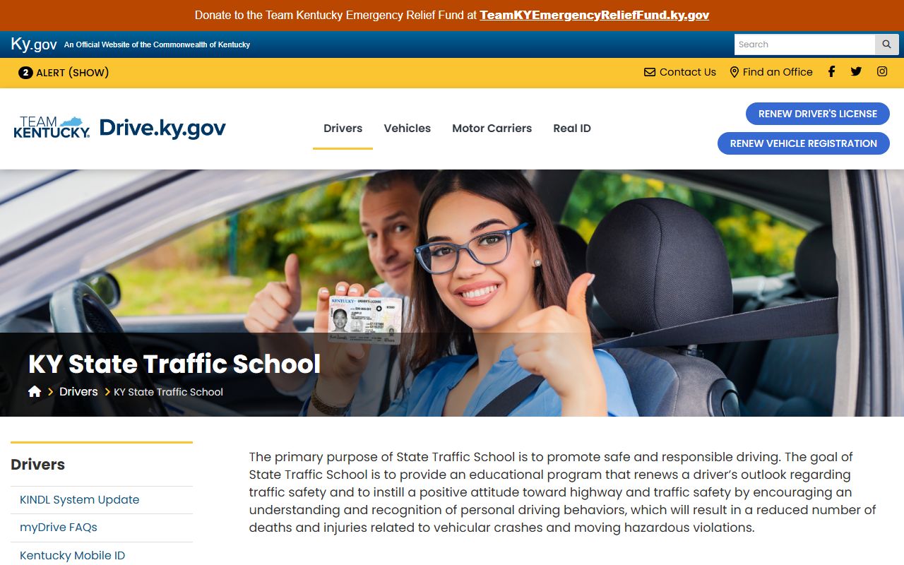 Calloway County traffic court records Kentucky State Traffic School